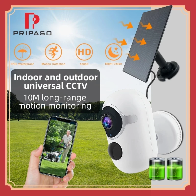 Telecamera Solare Wireless Ip Outdoor Cctv Cam Pir Visione Notturna A Infrarossi Tracciamento Automatico 1080P Telecamera Wifi A Bassa Potenza Di Sicu