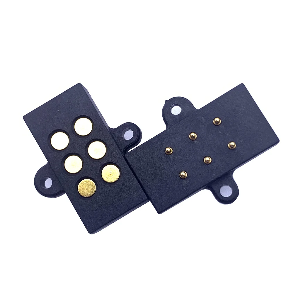 5sets 6P Magnetic Connector Spring Loaded Magnetic Pogo Pin 6 Positions Magnets PCB Solder Male Female Probe With Mounting Holes