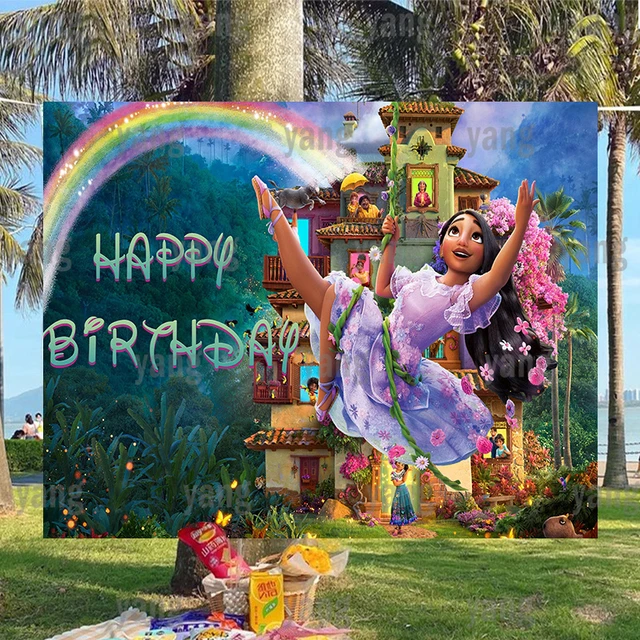 Décors de photographie Disney Encanto Mirabel, décorations de fête d' anniversaire pour filles, arrière-plan en vinyle pour enfants, accessoires  de studio photo - AliExpress