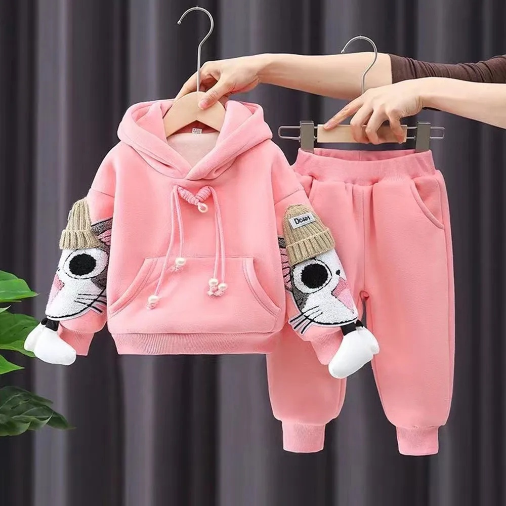 

Girl's Spring And Autu Set New Small And Medium School Childrens Fashionable Sweetheart Two piece Set For Girls Fashion Cartoon