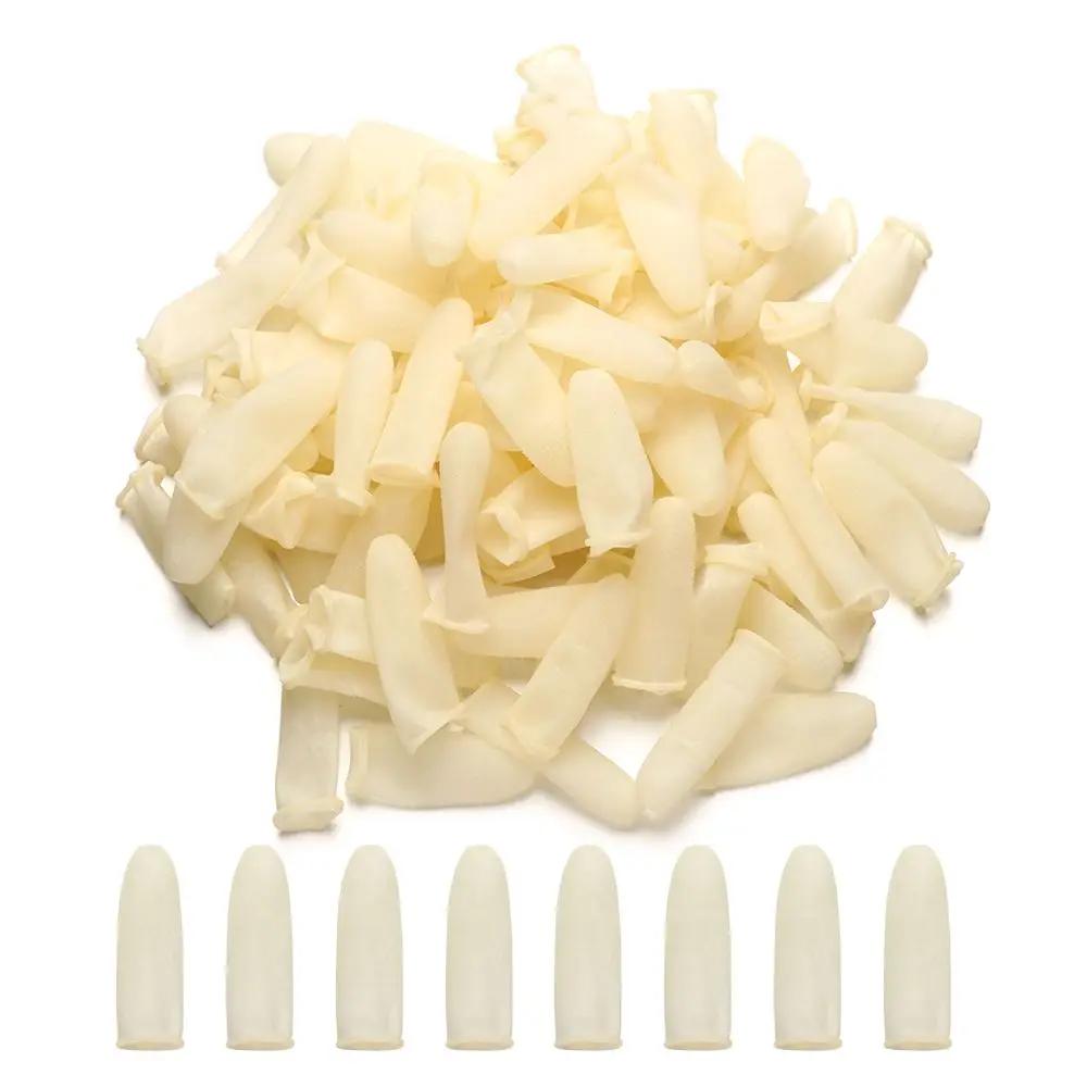 Cleaning Accessories 100PCS Natural Latex Nail Art Tool Finger Cover White Finger Cots Rubber Gloves Protector Gloves