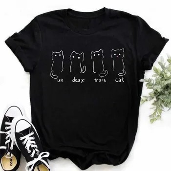 Maycaur Kawaii Cats Print Summer Cute Women Tshirt Funny Cartoon T Shirt Female Ullzang T-shirt 90s Fashion Korean Style Top Tee 1