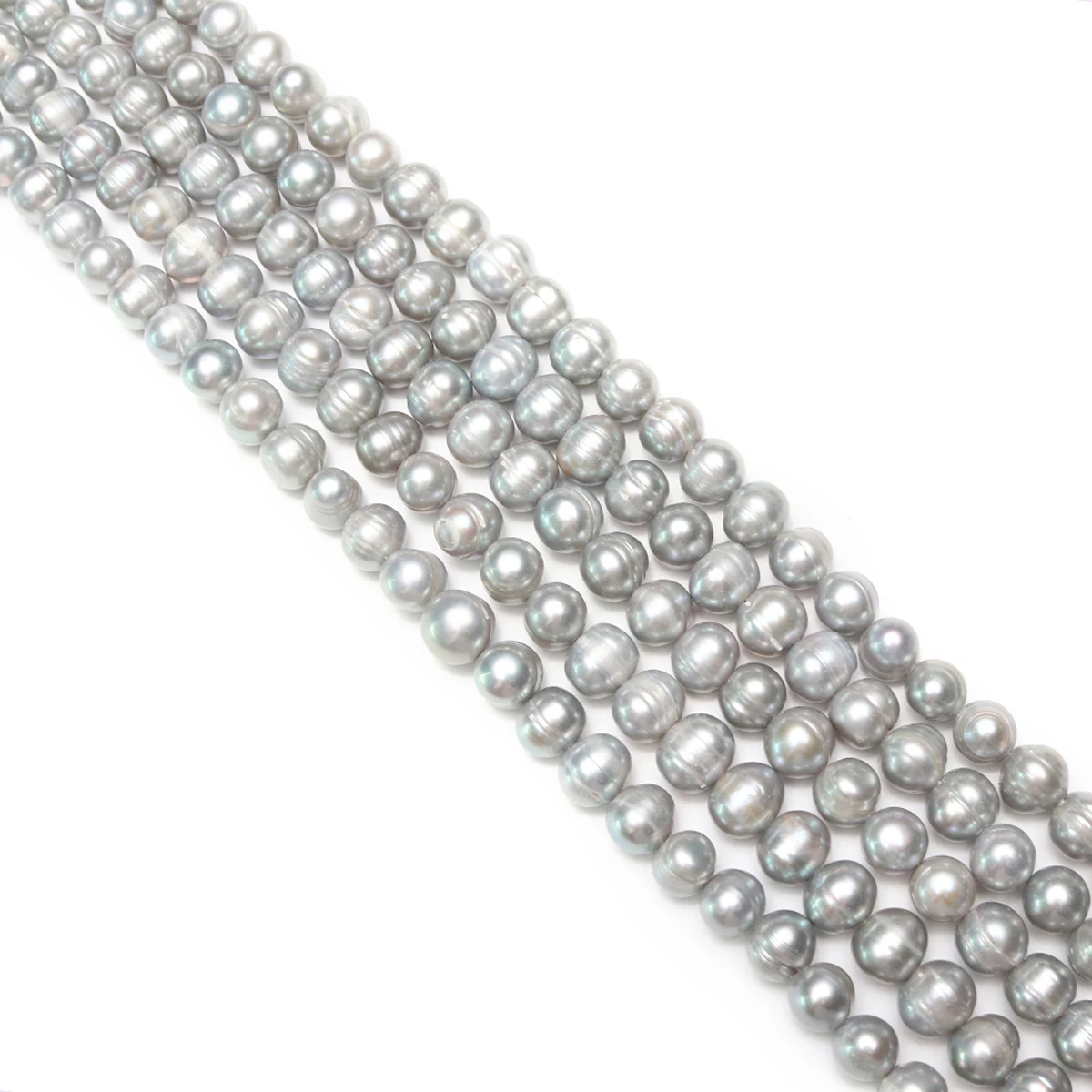 Natural Freshwater Pearl A-Class Round Gray Mother of Pearl Beads Jewelry Making DIY Necklace Bracelet Accessories Gift