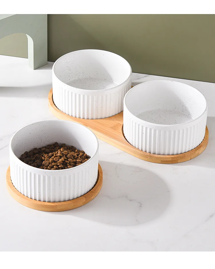 Bowl Double Triple Food Wood Pallet - PeticaDeals