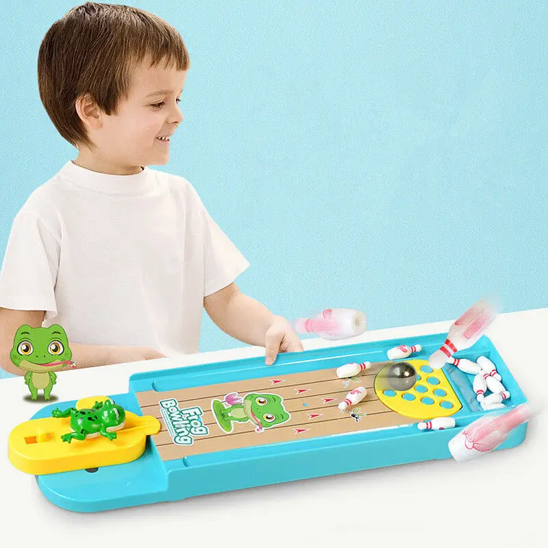 Mini Desktop Frog Bowling Game Toy Funny Table Sports Training Game Board Games Bowling Table Family kids Party Toy gifts