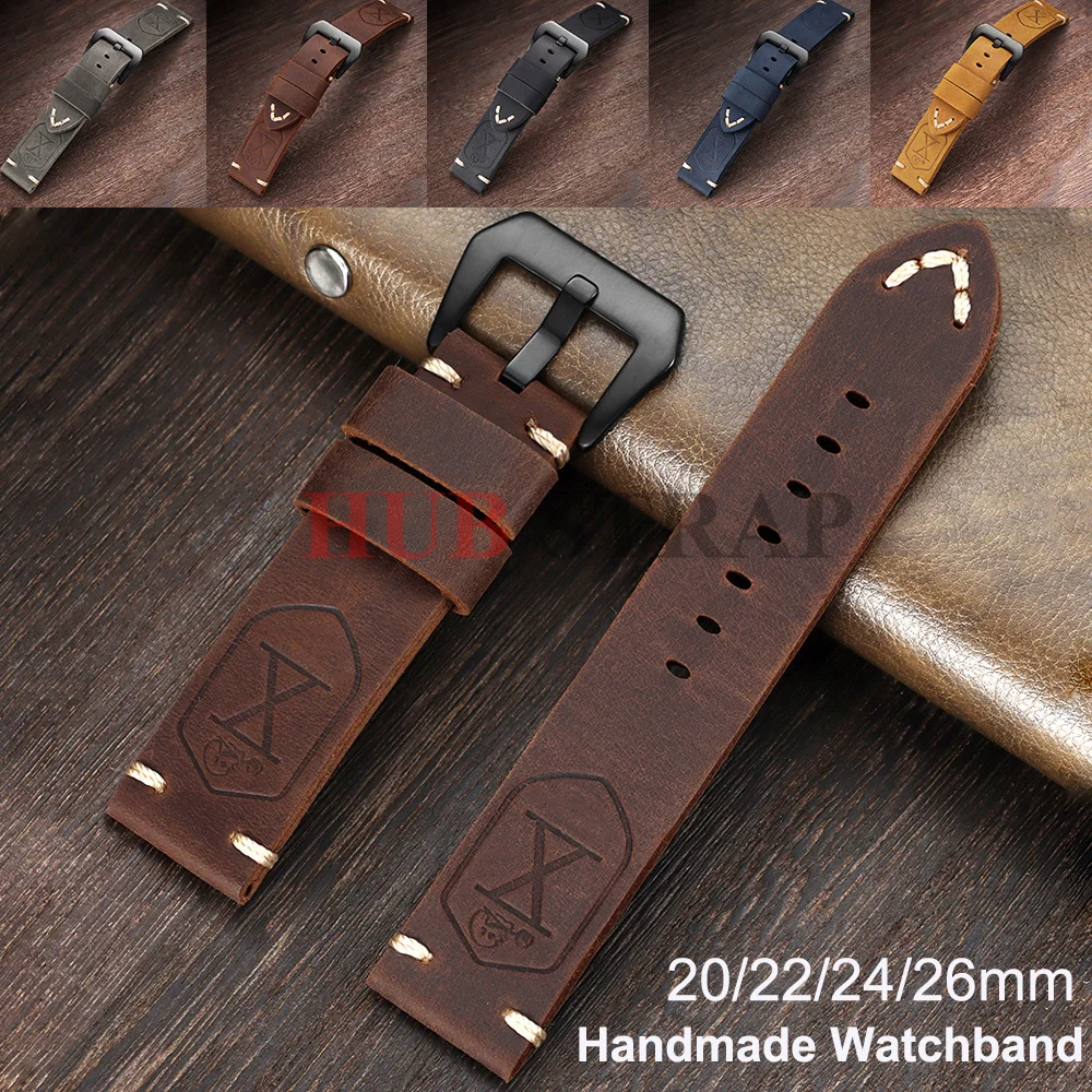 Vintage Dark Brown Handmade Cowhide Leather Watchband Strap - Soft Men's Bracelet