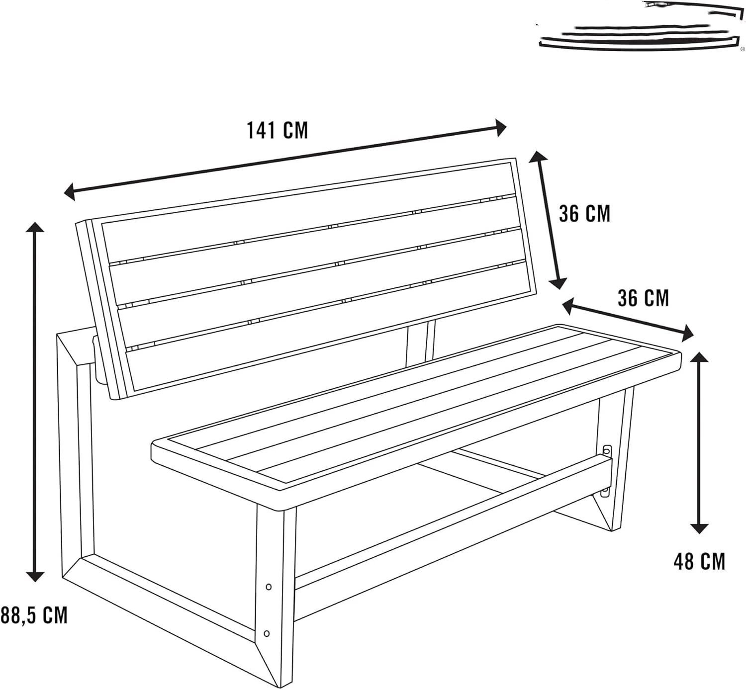 60253 Outdoor Convertible Bench  55 Inch  Harbor Gray 3