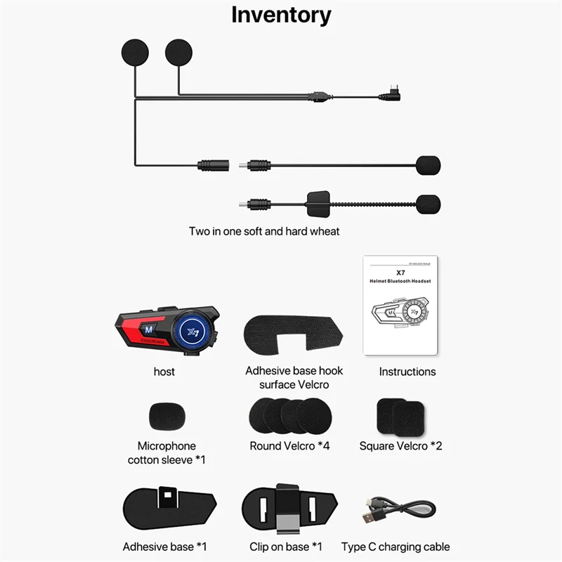 Helmet Bluetooth Headset Motorcycle BT5.0 Multi-Functional Stereo Headphones Anti-Jamming Waterproof images - 6