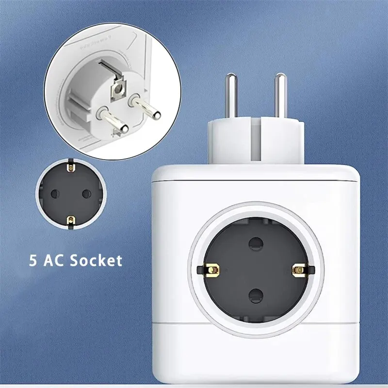 Multi EU Power Strip 5 AC Outlets 3680W Adapter For Home Office power strip