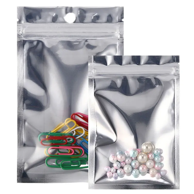 25-50pcs Resealable Aluminum Foil Pouch Bags Ziplock Mylar Bags Clear Silver Bag for Jewelry Display Retail Packing Food Storage 50pcs thicken plastic zip lock bags resealable mylar pouches no hole bag for diy jewelry packaging display wrap retail bags