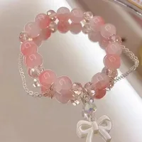 New Fashion Y2K Sweet Cherry Blossom Bracelet For Women Exquisite Elegant Flower Crystal Beaded Bracelet Girl Party Jewelry Gift 4