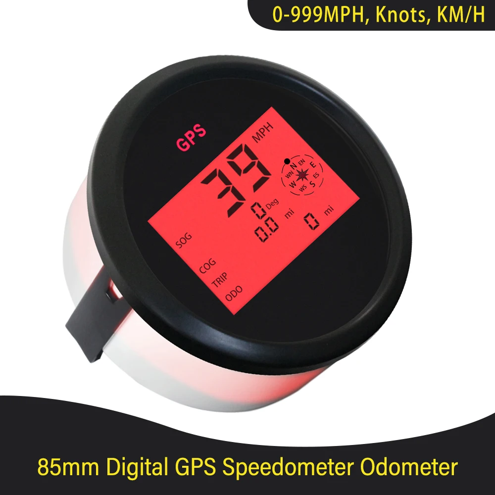 85mm Marine Boat Car Gps Speedometer Lcd Display 0999 Km/h Knots Mph