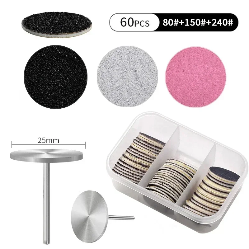 15/20/25MM Foot Cuticle Calluses Removal Replaceable Sanding Paper with Pedicure Disk Pads Kit Dead Skin Cleaner Foot Groomer