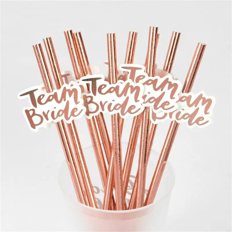85WF Pack of 12 Team Bride Drinking Paper Straws Birthday Bridal Shower Accessories