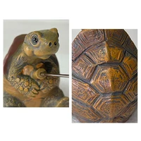 Creative Rope Fishing Turtle Statue Cute Simulation Turtle Resin Figurine Animal Sculpture Ornament Outdoor Home Garden Decor 4