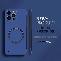 Ultra Thin Magnetic Frameless Matte Phone Case – Hard PC Solid Cover for iPhone 13 Pro (Dark Blue)