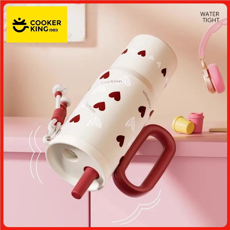 Stainless Steel Insulated Coffee Mug with Straw and Handle