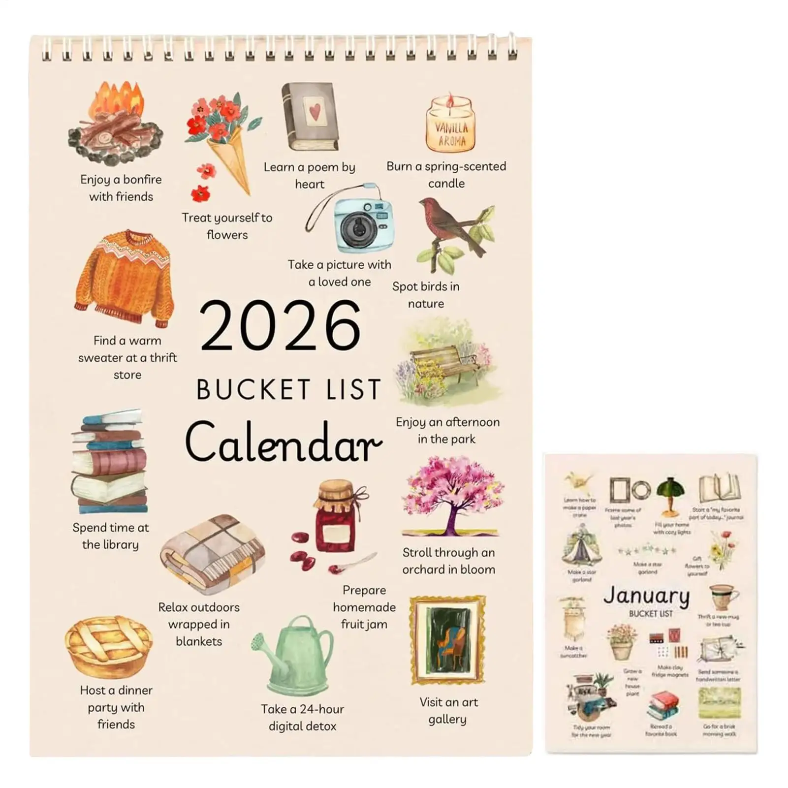 Inspirational 12-Month Wall Calendar & Goal Planner with Motivational Illustrations