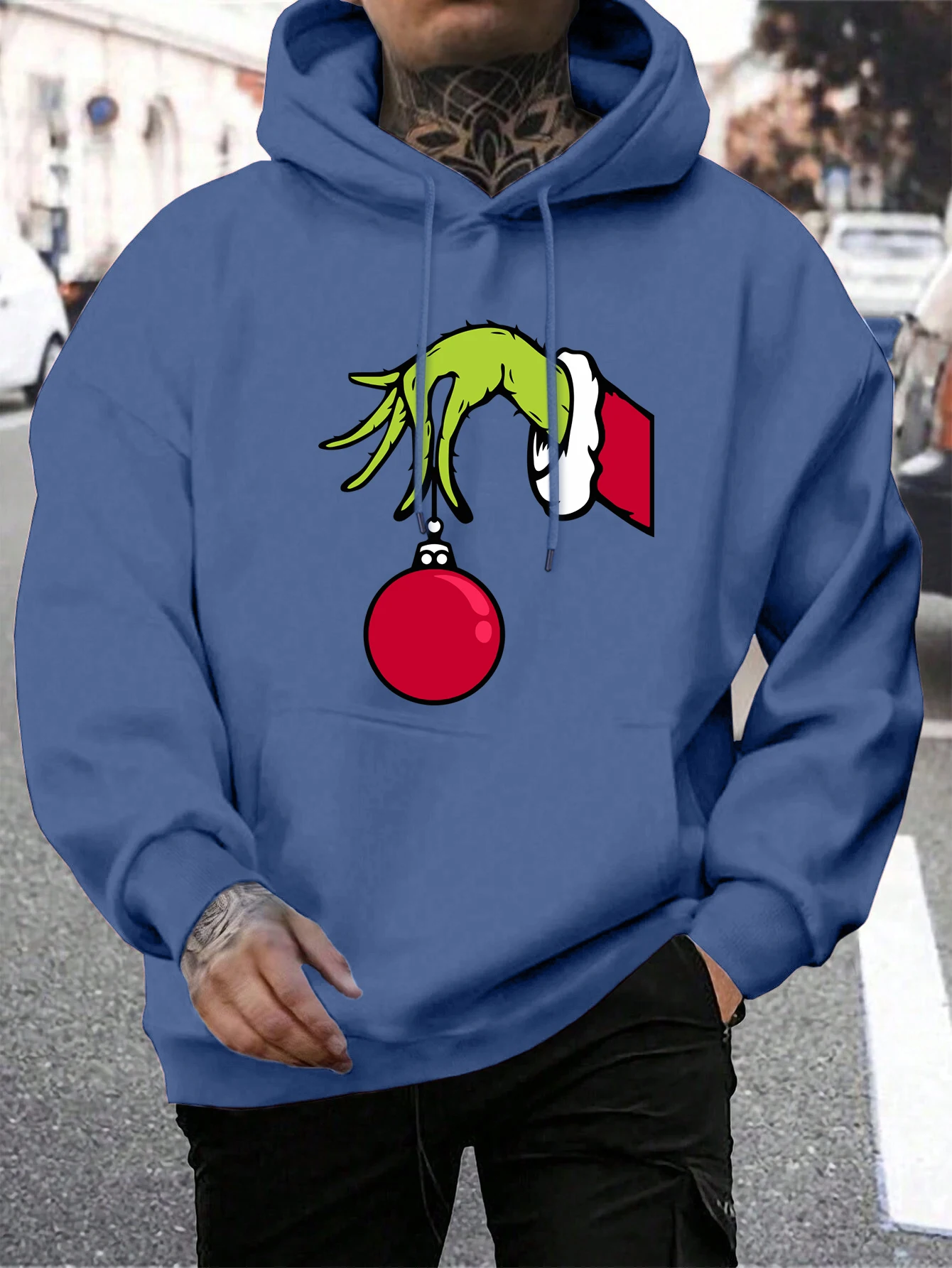 Grünhaarige Monster erhalten Weihnachtsgeschenke Hoodie Mann Grinch Hoodies warme Fleece Pelz-Liner Männer Hoody Casual Pullover – Detail 11
