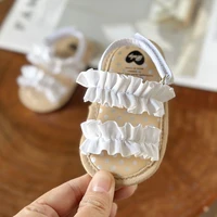 Baby Girls Sandals Ruffle Bowknot Premium Soft Sole Anti-Slip Open Toe Breathable Summer Outdoor First Walker Shoes Baby Sandals 3