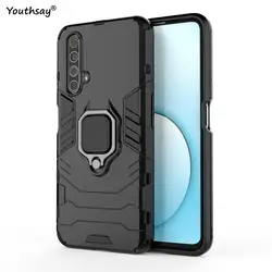 Durable Armor Shell Phone Case with Finger Ring and PC Bumper for Plastic (Dark Black)