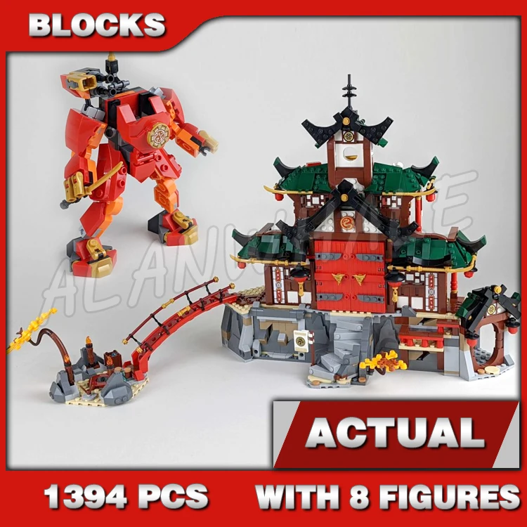 

1394pcs Shinobi 3-tiered Dojo Temple Tearoom Workshop Rammer Vehicle Mech 82208 Building Blocks Toys Compatible With Model