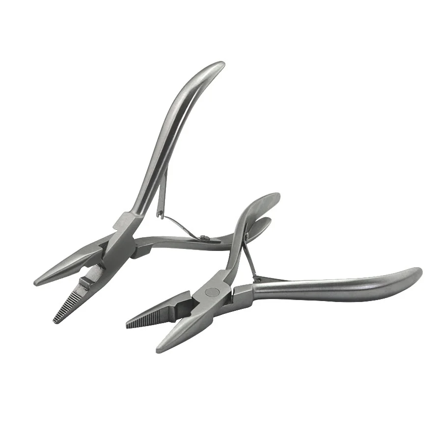 Hair Extension Pliers 1 PC 5 inch Silver Stainless Steel Clamp Hair Extension Plier with hole Keratin Hair Extensions Ring Removal Tools
