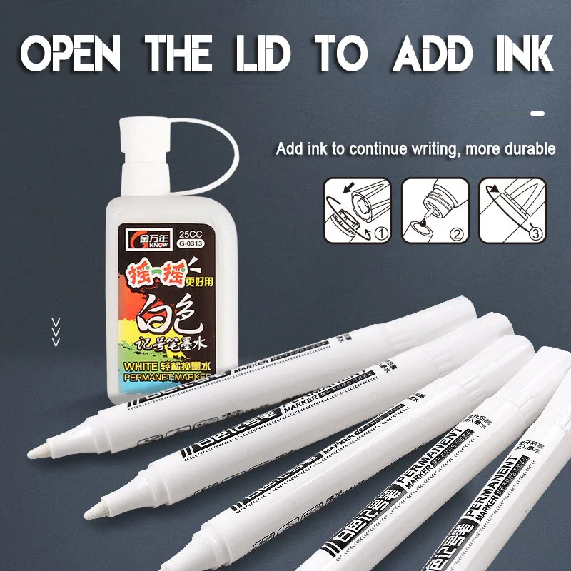 방수 컬러패스트 재봉 펜, 잉크 추가 가능, 흰색 마킹 펜, 두꺼운 헤드 펜, 산업용 속건성 페인팅 펜