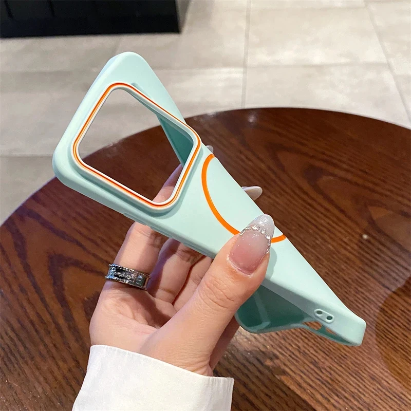 Luxury Matte Magnetic Solid Phone Case with Wireless Charging and Shockproof Camera Protection
