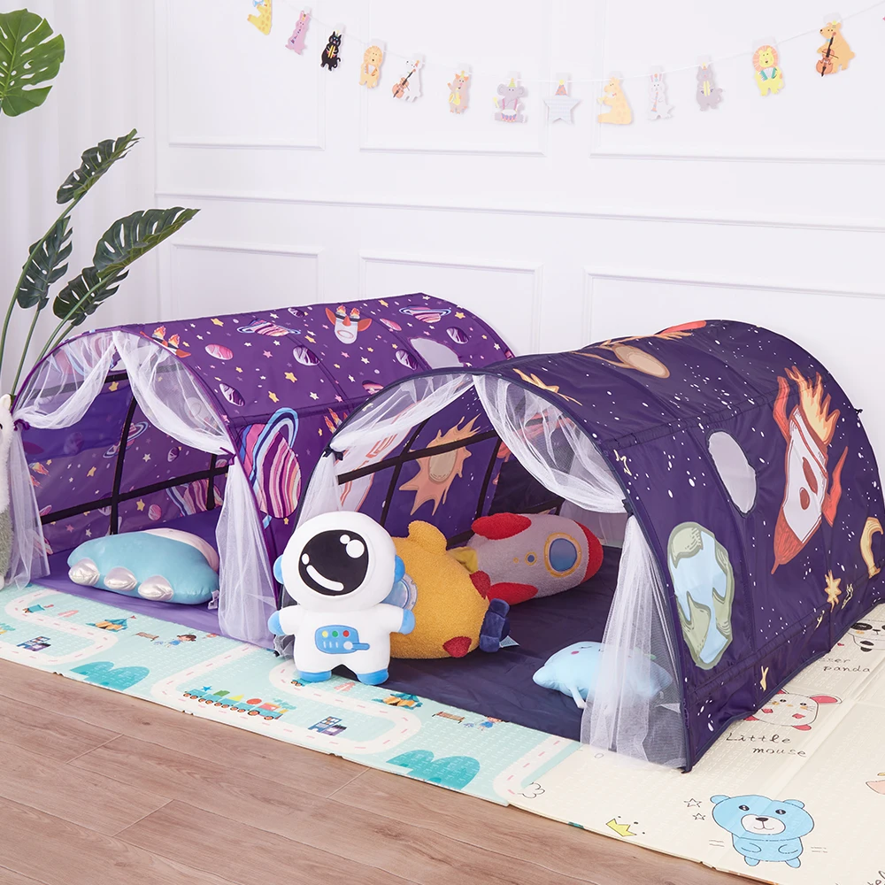 Toy Tent Children Toy Tent Portable Children's Star Rocket Tent Net Mosquito Bed Canopy Children's Bed Folding Light-blocking Tent Girls Boy Room Decor