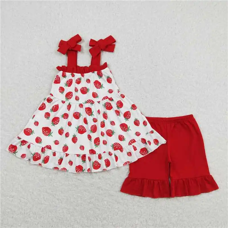 wholesale hot sale western boutiuqe children's outfits baby girls clothes Leopard print black halter shorts suit