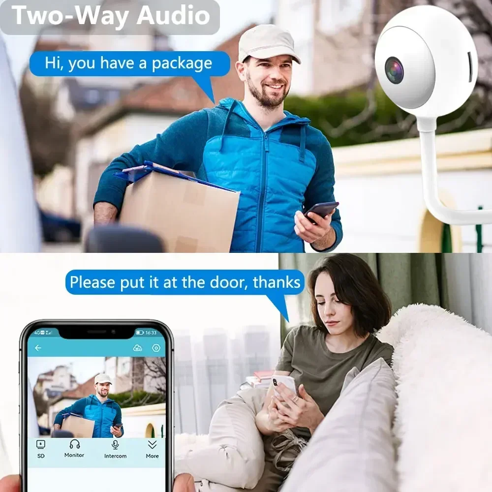 Mini 5MP WiFi Security Camera Indoor Wireless USB Light Bulb Camera Motion Detection 2-Way Audio for Baby Monitoring Protection 2