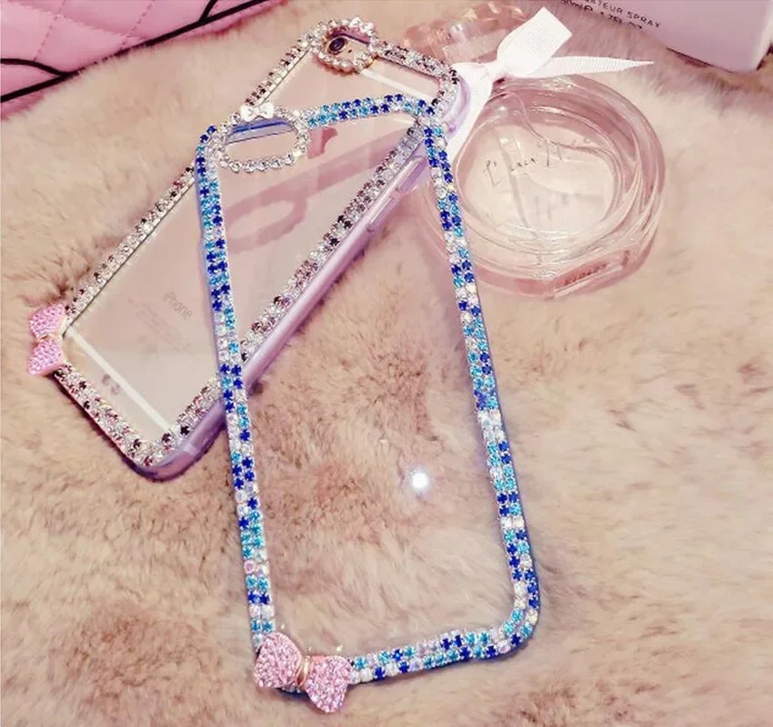 Fashion Bling Diamond Rhinestone Soft Tpu Clear Phone Case For Iphone 