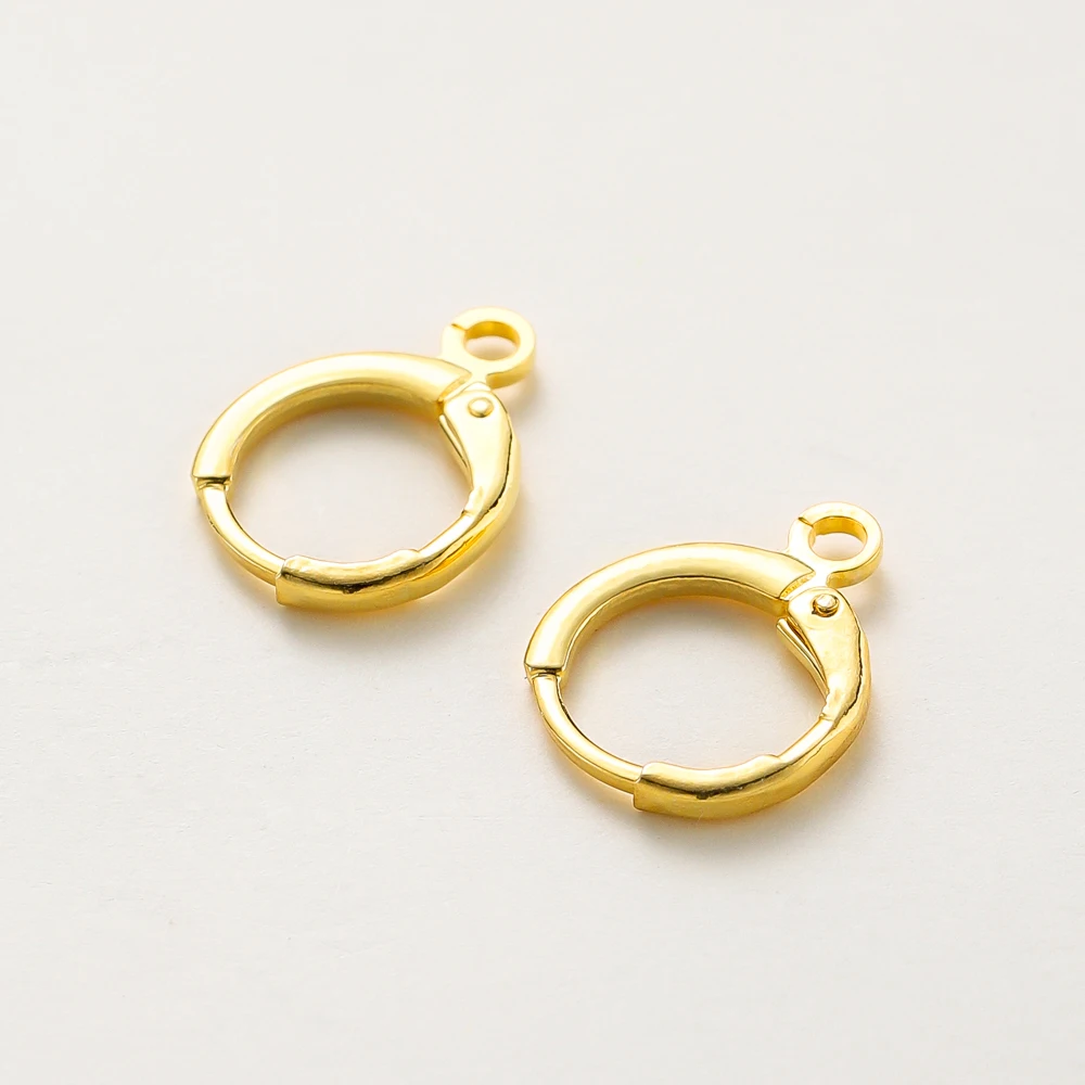 10 Stück 14K 18K vergoldetes Messing Frankreich Blanko Runde Öffnung Ohrring Haken Ohr Anhänger Clips Schleife für DIY Schmuckherstellung – Detail 4