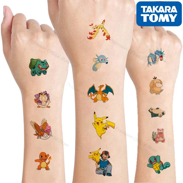 Pegatinas de tatuajes originales de Pokémon, figura de acción de Pikachu,  Tatuajes Temporales de dibujos animados para niños, al azar, 1 piezas,  regalo de cumpleaños para niñas - AliExpress