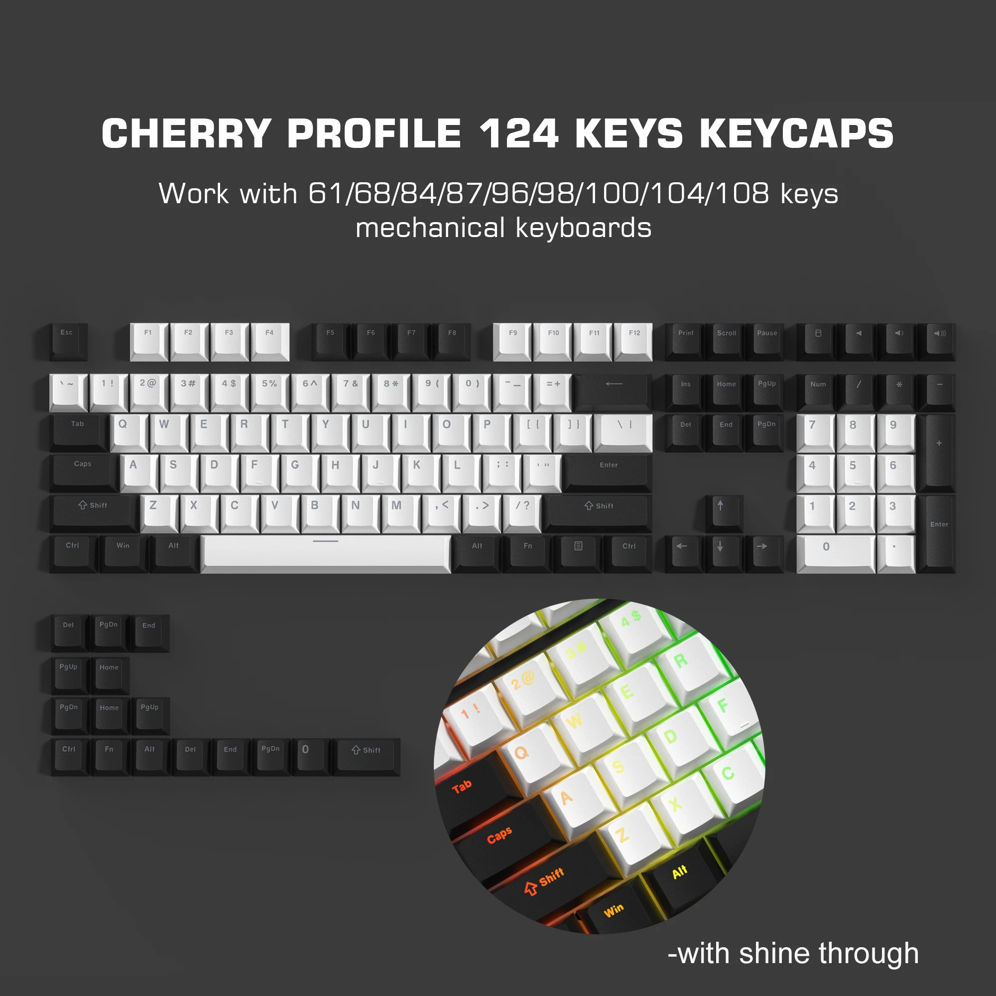 Comprar Teclas PBT de doble disparo, 134 teclas Sakura, teclas  personalizadas, tinte, subiluminación lateral, retroiluminación, teclas  para teclado mecánico MX Switch