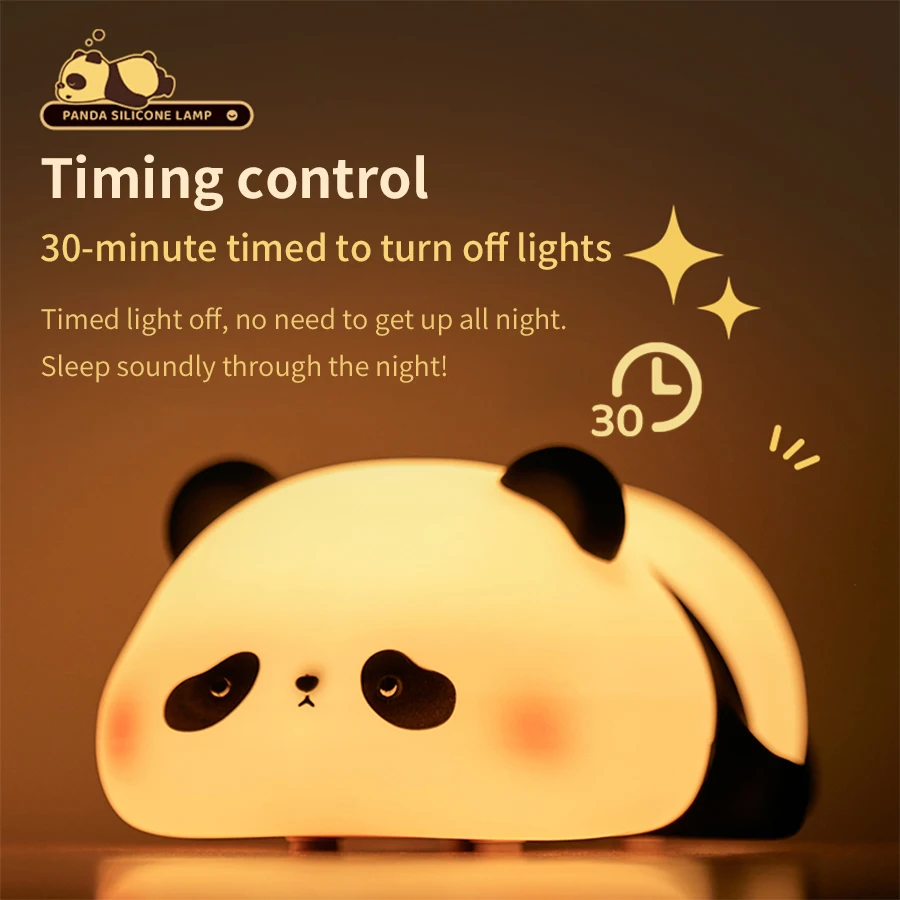 New Mini Panda Small Night Light Creative Living Room Cute Panda Pat 3-speed Adjustable Light Desktop Decoration Cartoon Gift