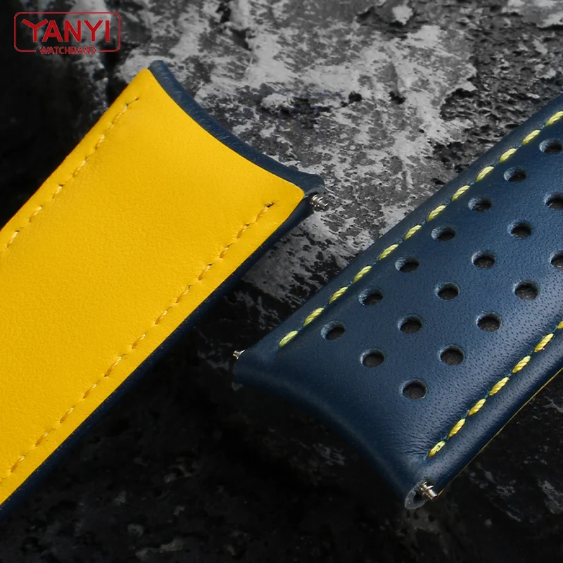 Premium Genuine Leather Watchband with Curved Ends – Classic Bracelet Strap in 22mm and 23mm