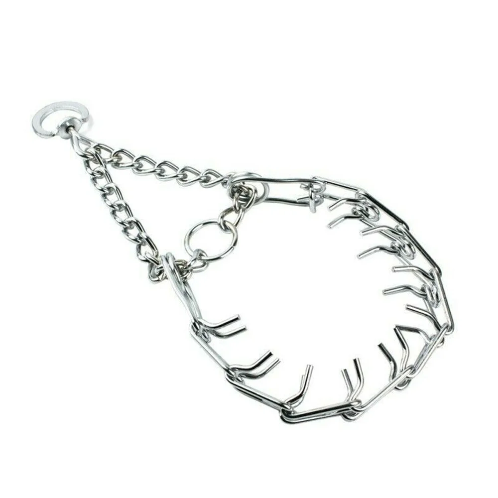 1pcs Chrome Metal Stainless Iron Dog Collar Necklace Detachable Adjustable Training Collar Pet Prong-Pinch Tool Supplies