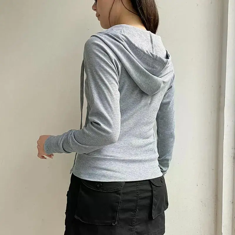 Casual Streetwear Basic Hooded Pockets Sweatshirt Tracksuit Solid Long Sleeve Hoodies Women 2026 Autumn Spring Fashion