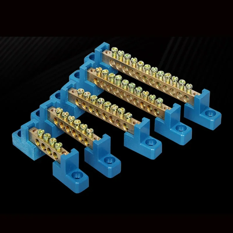 1pcs 6*9 Copper Ground Bar-4/6/8/10/12 Hole Terminal Block for Distribution Box Zero Ground Wiring Connection-wire connectors,ground bar connector