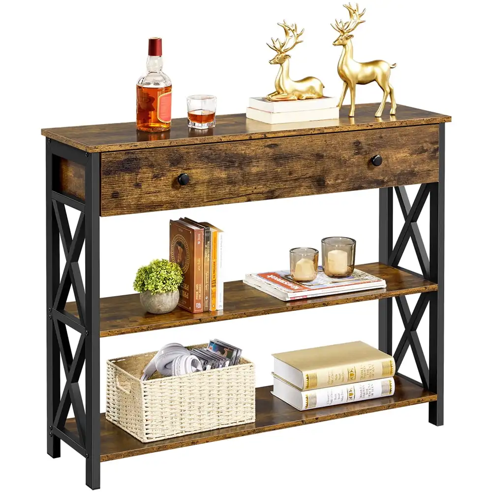 

Easyfashion Wooden Console Table , Rustic Brown