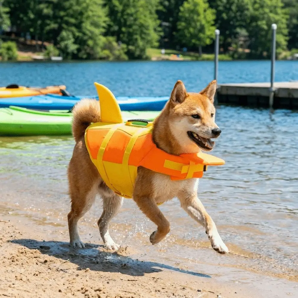 Shark Shape Dog Life Vest Adjustable High Visibility Dog Swimming Suit Tear-resistant Superior Buoyancy Safety Vests 1