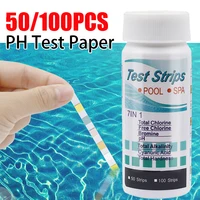 50/100pcs 7 in 1 Swimming Pool PH Test Paper Chlorine PH Value Alkalinity Hardness Test Strip PH Tester Pool Cleaner 1