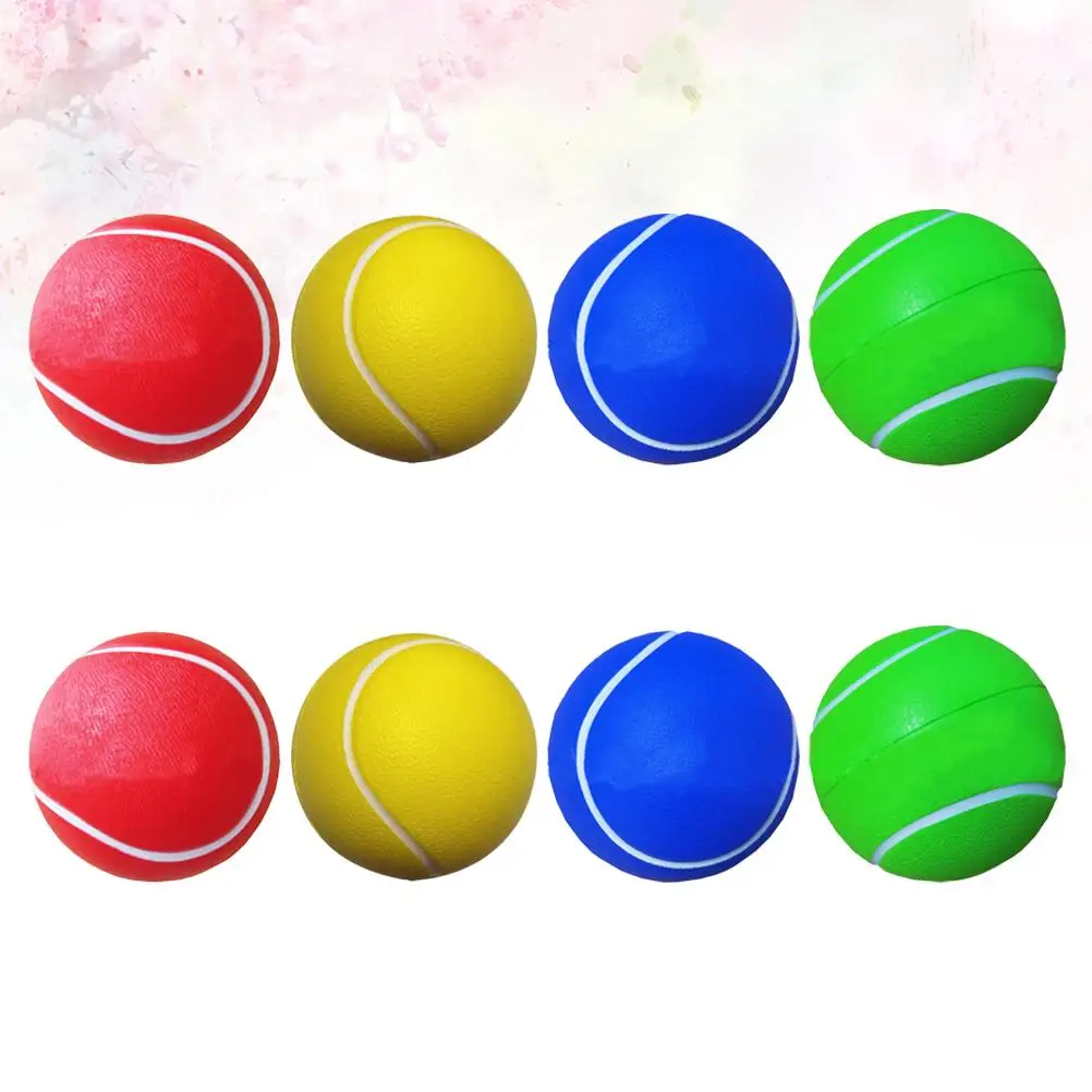 8 Pcs Yellow Solid Tennis Balls Durable PU Material Long Lasting Training Toy Tennis Accessory Racquet Sports Play Set