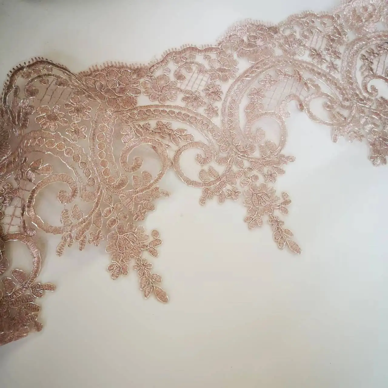 Nastro decorativo in pizzo elastico, 3 yards, 16 cm, con fiori in pizzo colorato, decorazione per vestiti, biancheria intima, decorazione da tavolo, arancione