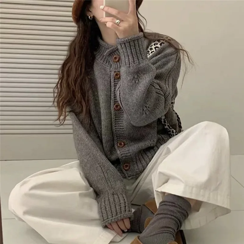 Women Autumn Winter Knitted Sweater Long Sleeve Cardigan