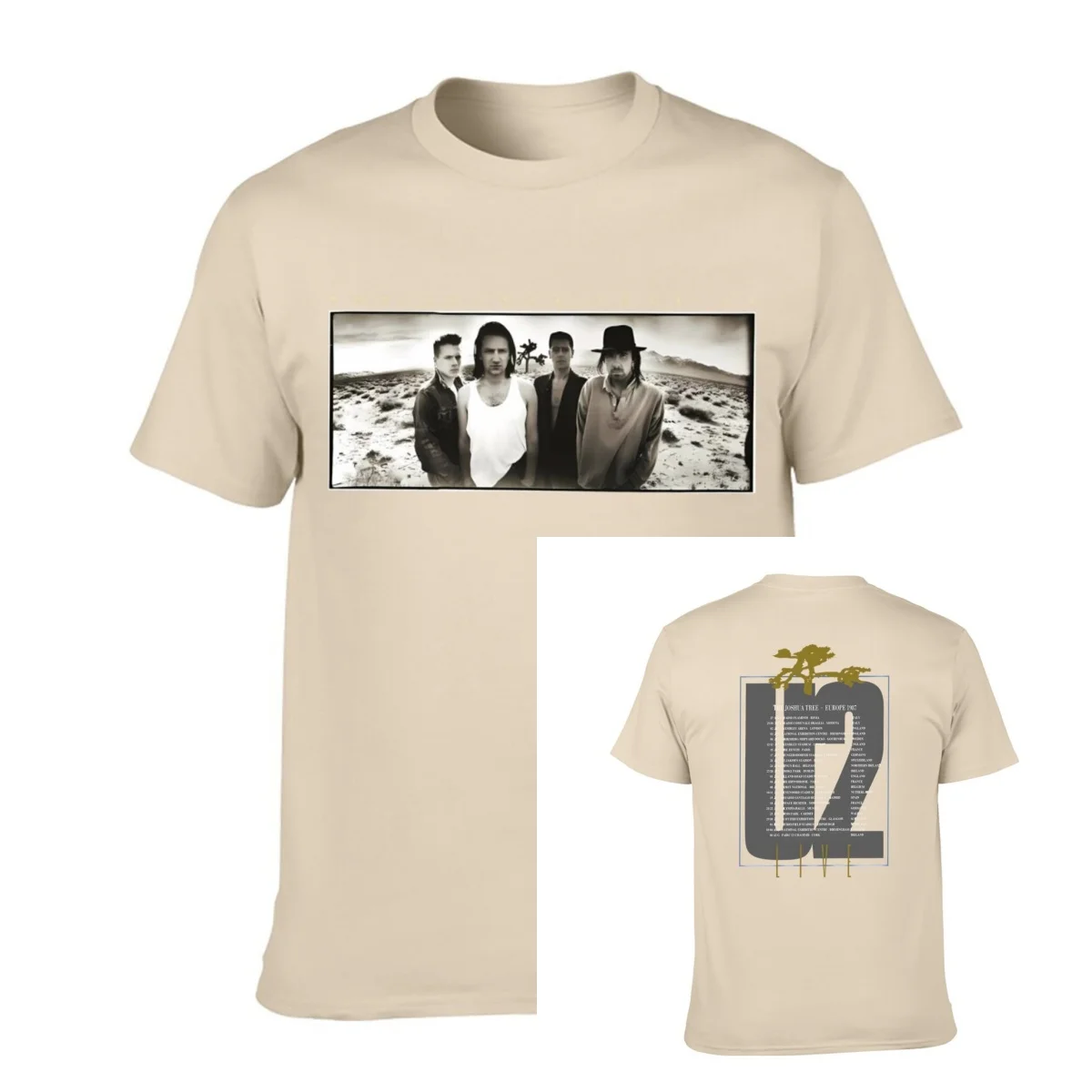 U2 The Joshua Tree 1987 European Tour Official Mens Black T