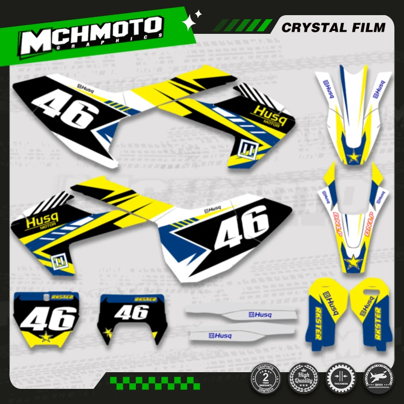 

MCHMFG для Husqvarna TC FC 2016 2017 2018 TE FE 2017 2018 2019, графическая наклейка, Набор наклеек, пользовательский номер мотоцикла, имя