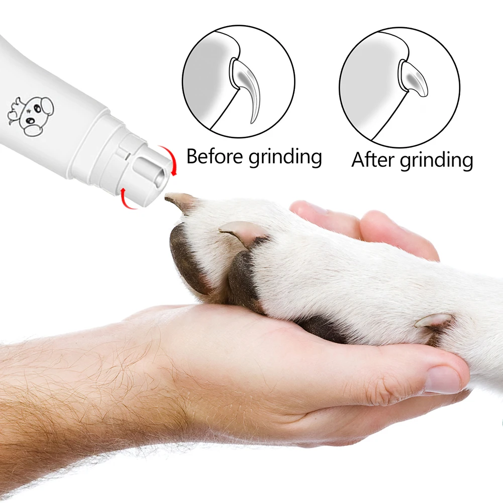 Dog Nail Grinder Electric Pet Nail Trimmer Battery Powered Painless Paws Grooming & Smoothing Tool Super Quiet for Dogs Cats